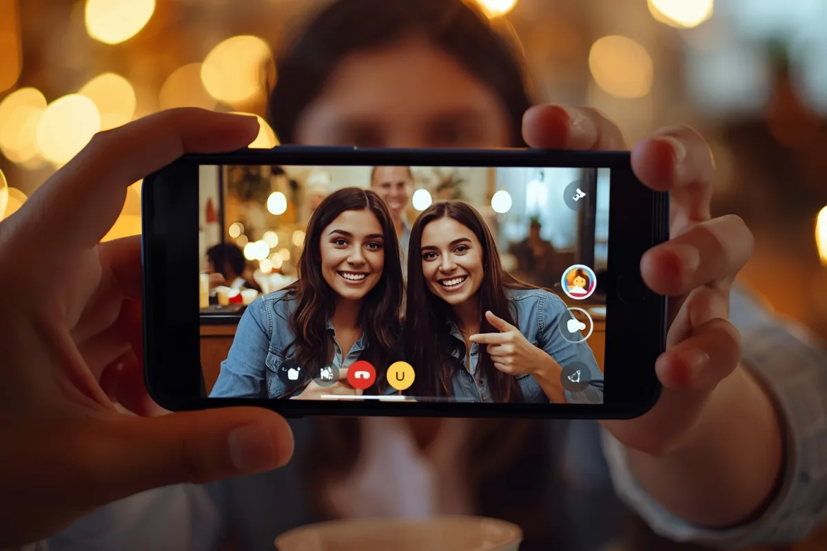 Two people enjoying a virtual trivia game together on a video chat.