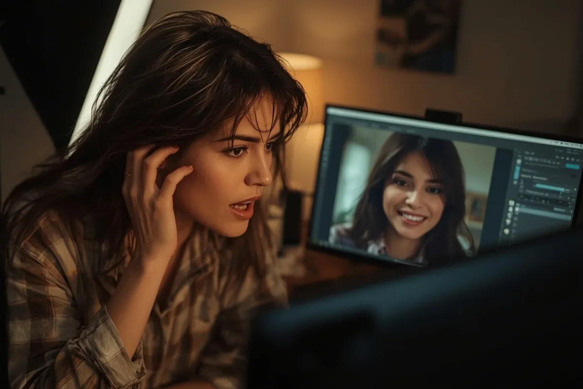 A content creator setting up lighting and using the Goldlips5 cam for streaming.