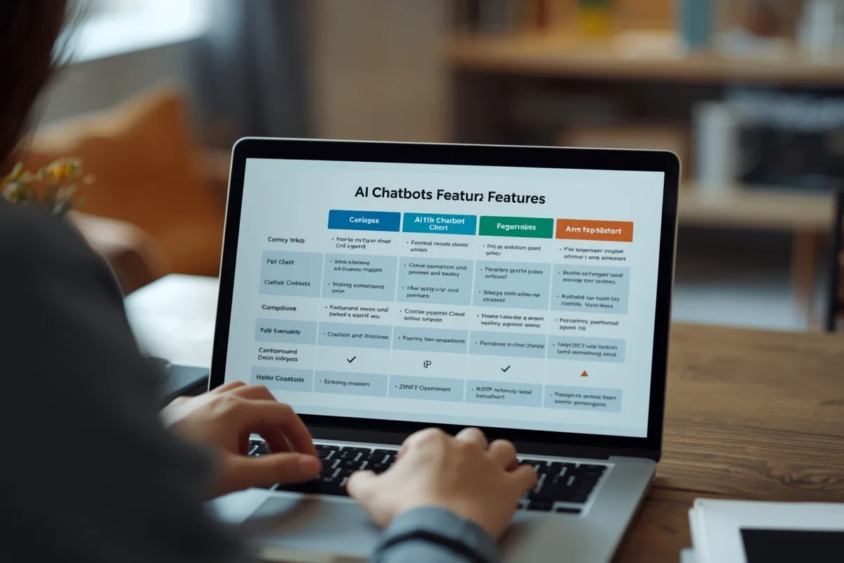 AI chatbot comparison chart on laptop