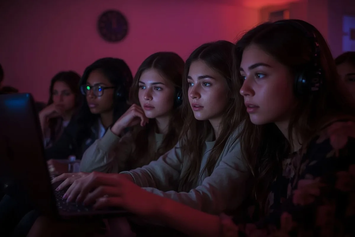 Audience watching C0ralynx's show on a laptop, immersed in the experience.