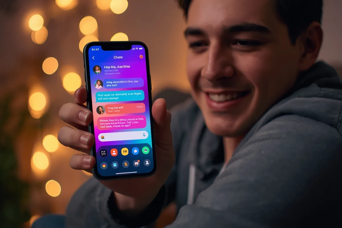 Chat interface on smartphone screen