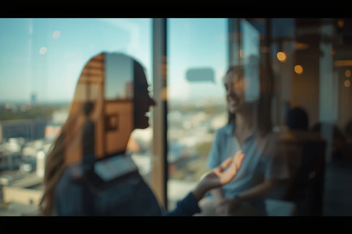 Chat interface with city view
