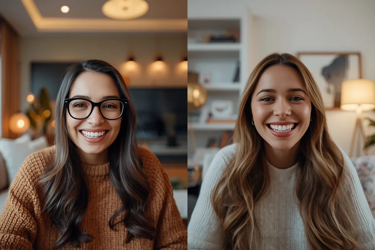 Two people enjoying a video chat session, showing connection