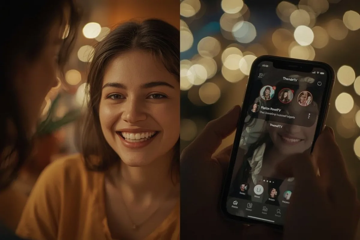 User engaging with ThunderTV on smartphone amidst a cozy backdrop