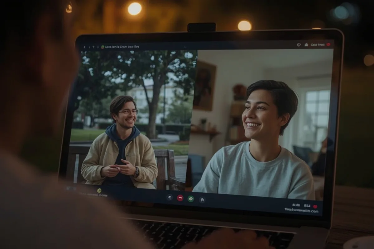 Video chat split screen connection with a trans person of color