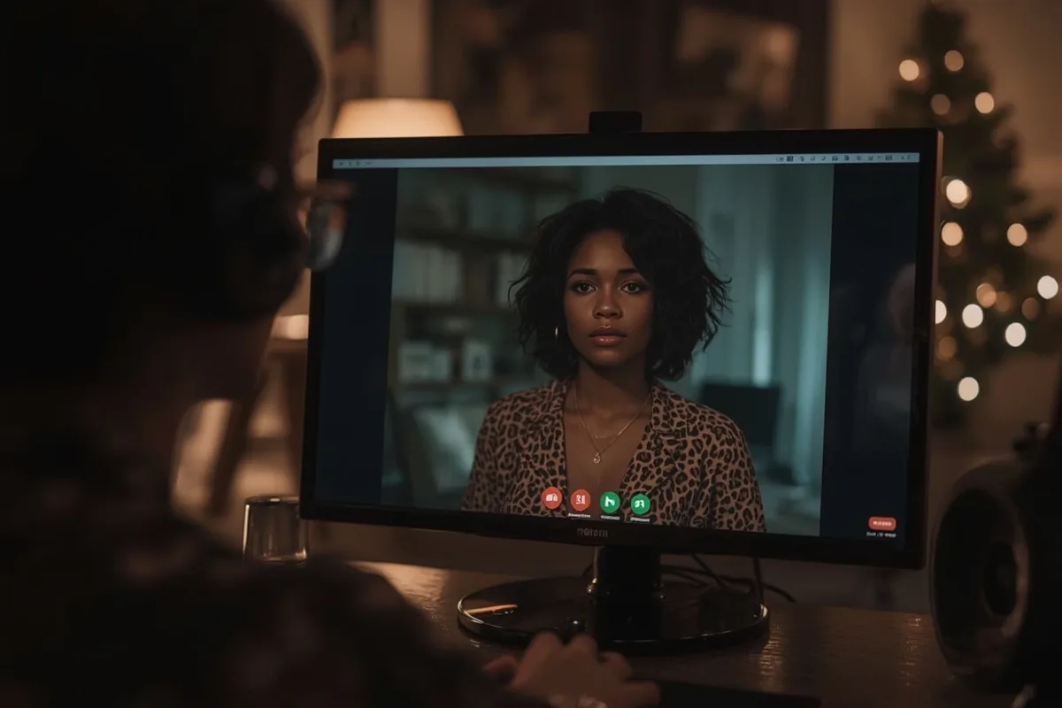 Viewer engaged in a video chat with an ebony performer on Omegle
