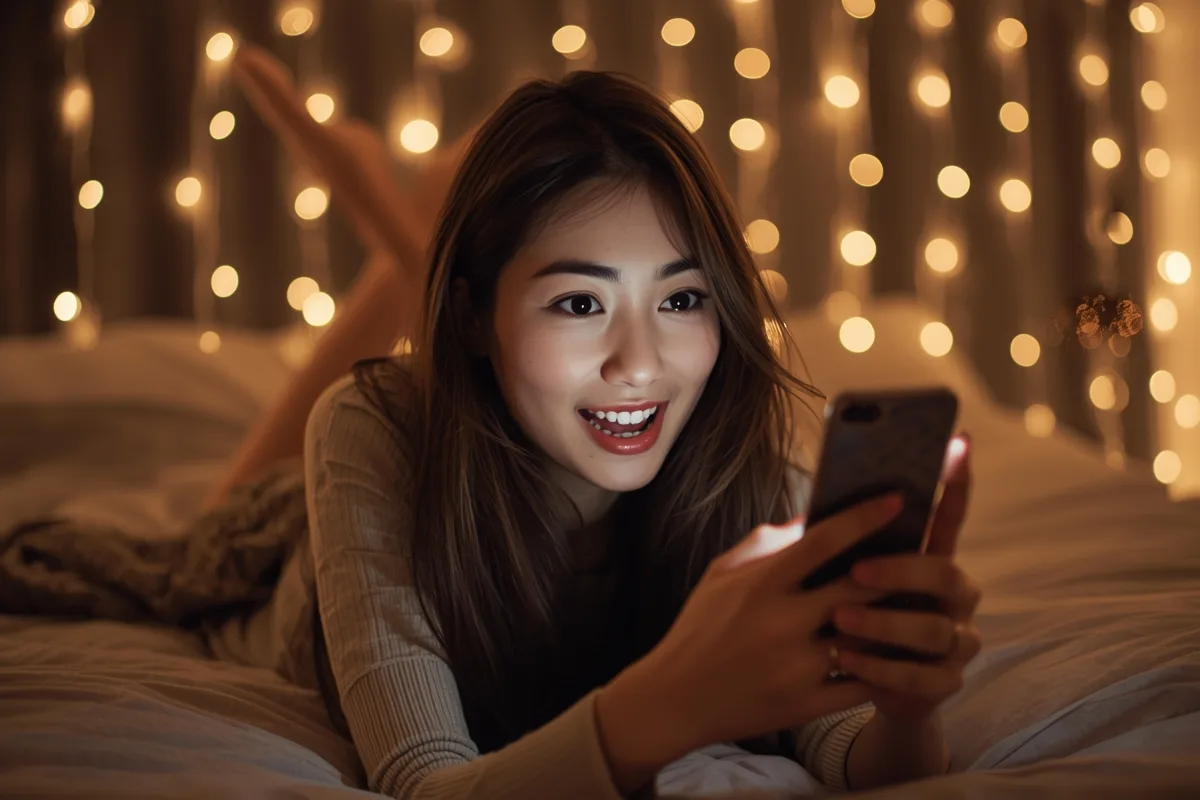 Woman curious during a random video chat