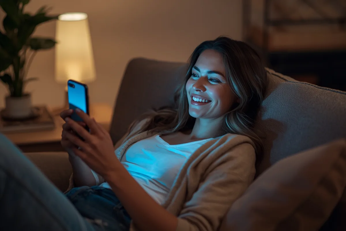 Woman engaged in a casual video chat on her phone