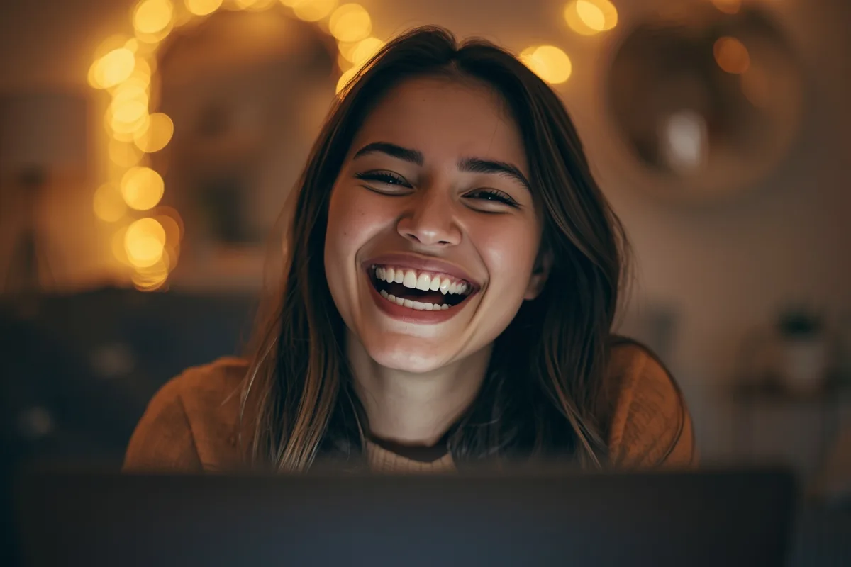 Woman on a video chat with two platforms