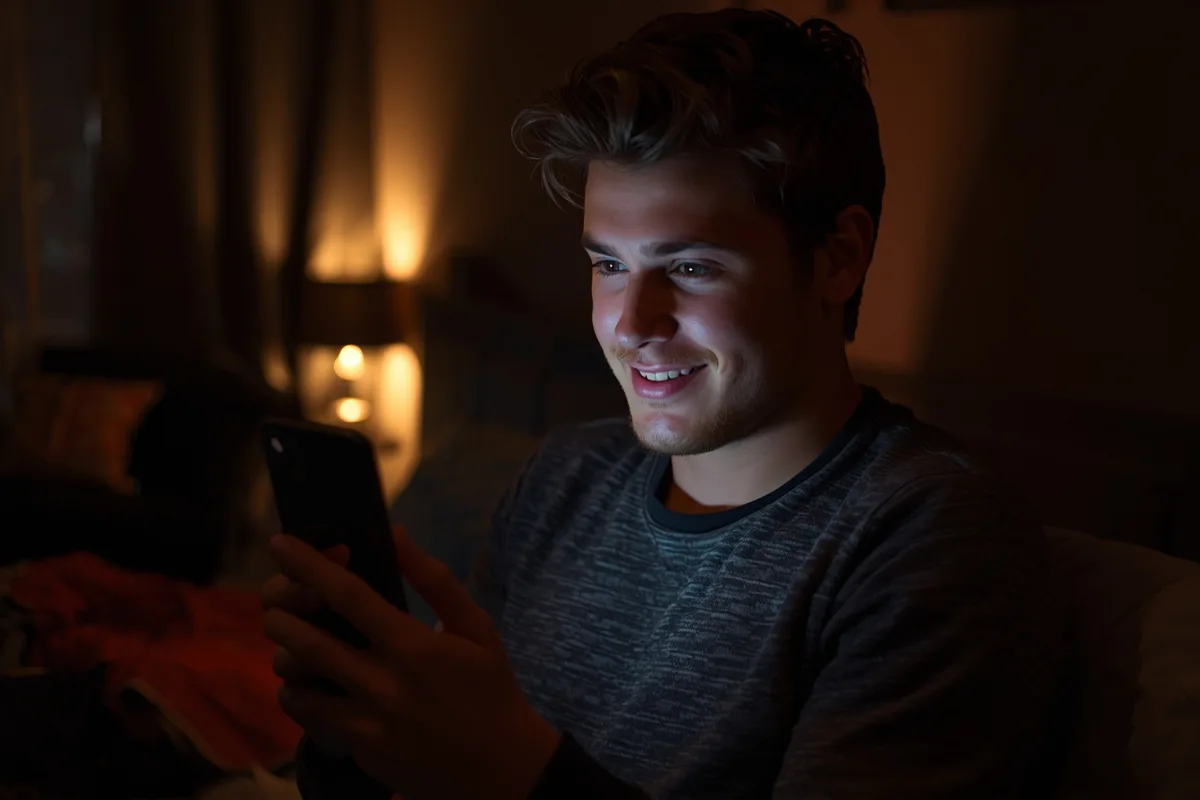 Young man enjoying a private video chat session