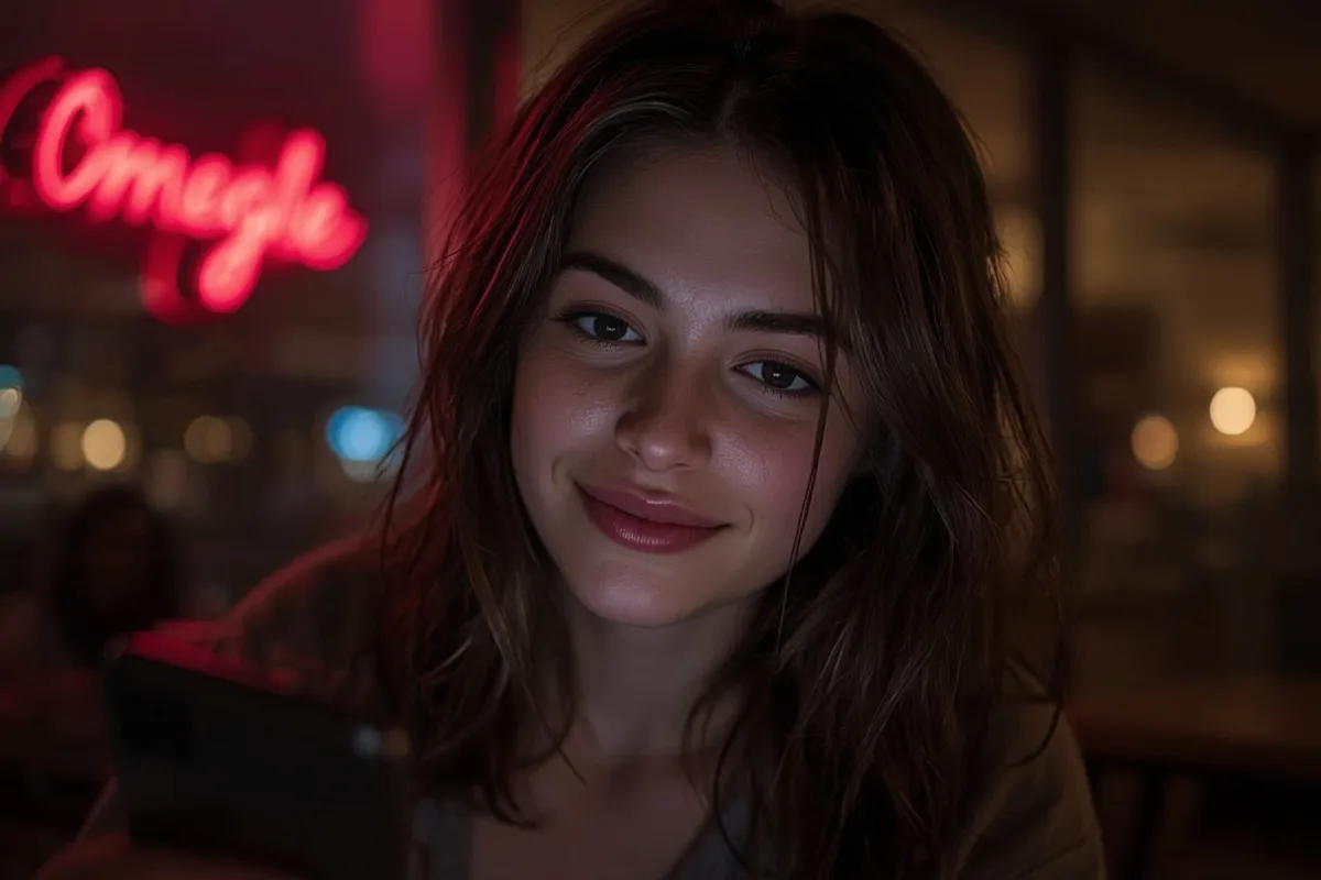 Young woman engaging in a playful video chat on her phone